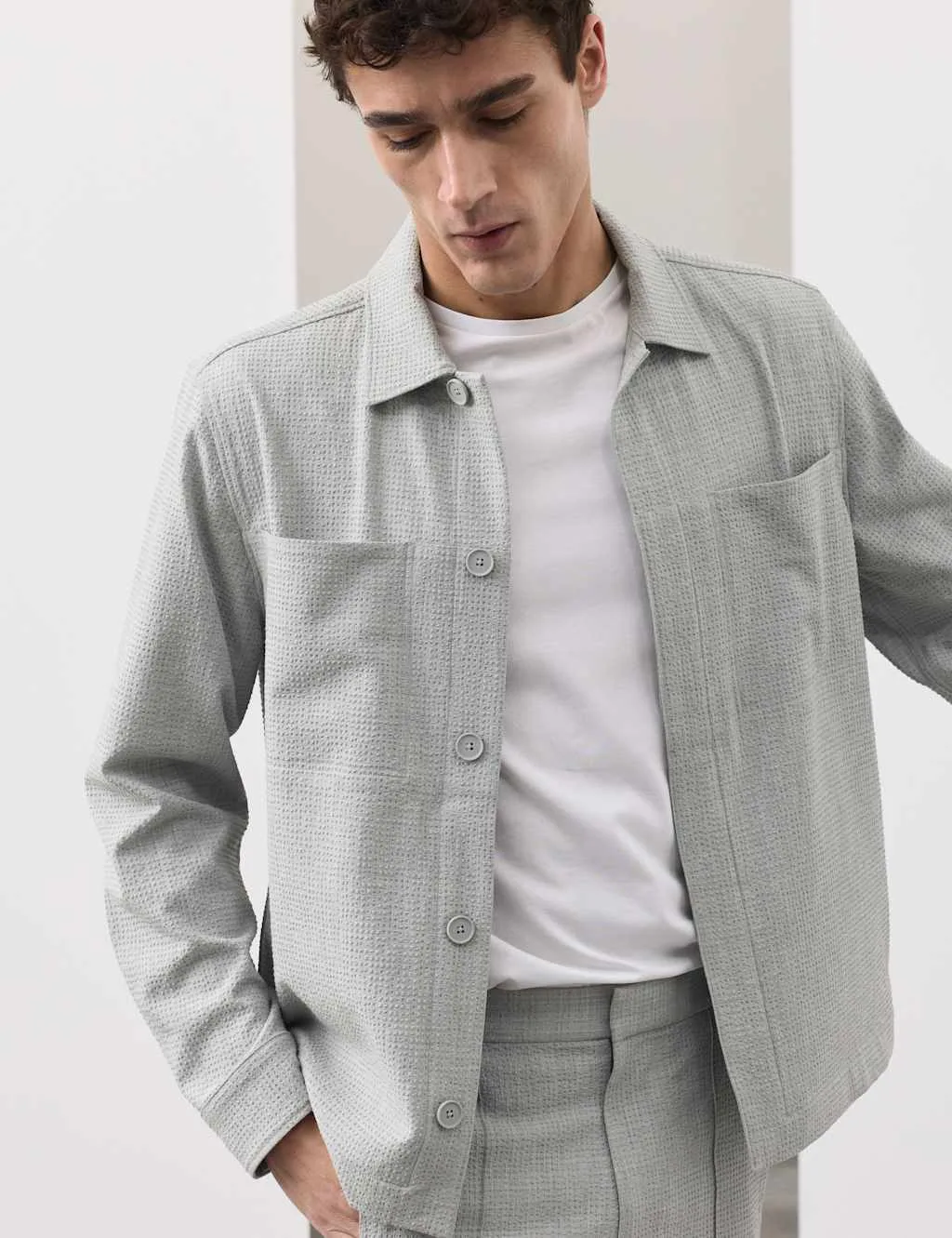 Seersucker Overshirt Grey male - Autograph - FashionsVida