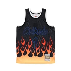 Canotta Basket Uomo Nba Swingman Jersey Flames Hardwood Classics No.1 Penny Hardaway 1994-95 Orlmag Black/black/multi Color