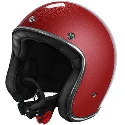 Casco Moto Custom Jet QUARTZ GLITTER Rosso Lucido taglia S