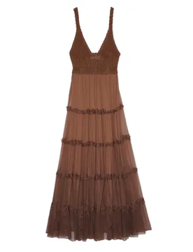 Vestiti casual donna - abito lungo - marrone - Ermanno Scervino - FashionsVida