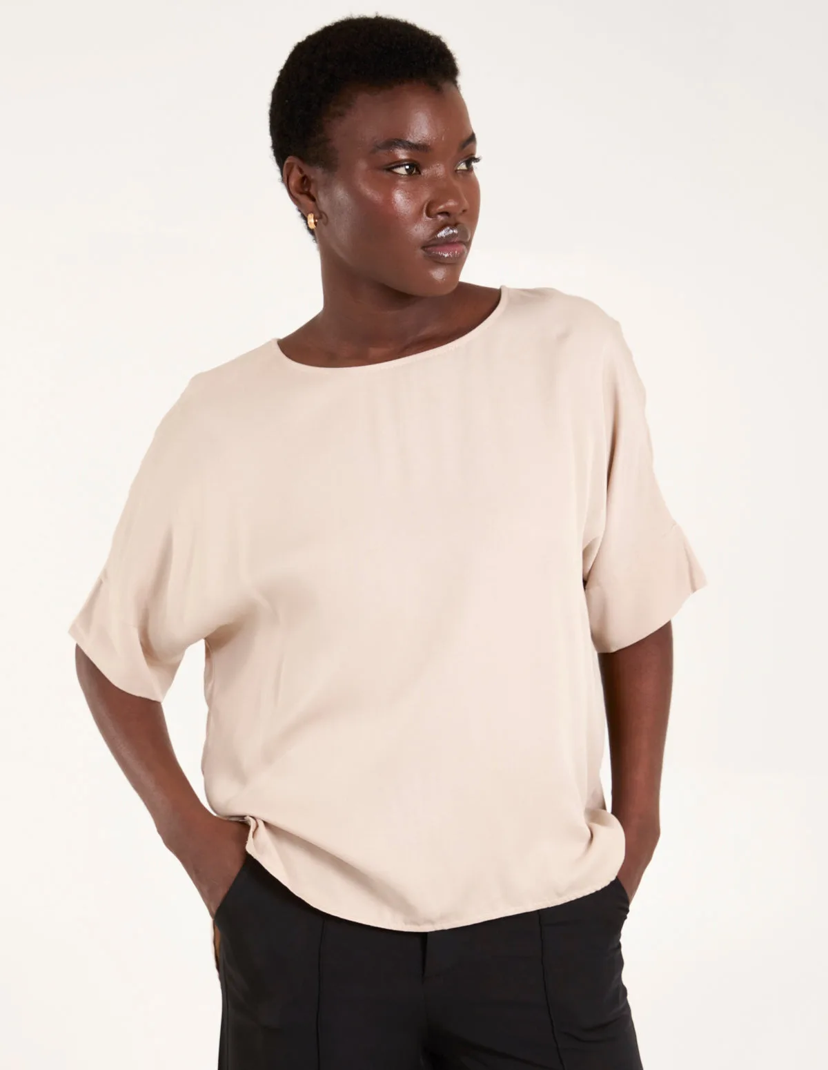 Button Back Viscose Top - ONE / BEIGE - female - Blue Vanilla - FashionsVida