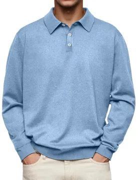 Independent Station Amazon Hot-Selling Autumn Winter Season Thermal Long Sleeve Neck Button Men's Casual Top Polo Shirt - Aliexpress - FashionsVida