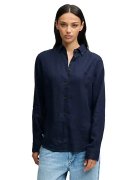 Camicia A Maniche Lunghe Premium Linen Bd Slim Richest Navy L - Superdry - FashionsVida