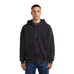 Felpa Con Zip Washed Loose Dark Black Smokey GD M