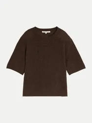 Strickshirt mit Alpaka-Anteil Braun M