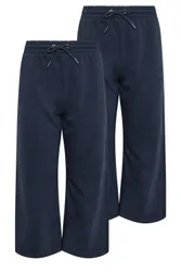 Petite 2 Pack Wide Leg Joggers Pants - Dark Navy - Size: 12