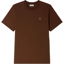 Sudadera sin capucha de hombre con parche de cuero y cuello redondo