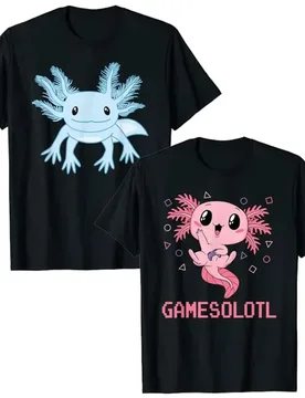Funny Gamesolotl Kawaii Axolotl Video Games Gaming Anime T-Shirt Cute Blue-Axolotl Cartoon Graphic Tee Tops Aesthetic Clothes - Aliexpress - FashionsVida