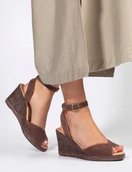 Leather Wedge Espadrilles Chocolate female
