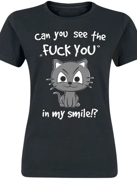T-Shirt - Can You See The Fuck You In My Smile!? - S bis 3XL - für Damen - Größe 3XL - schwarz - Frauen - female - Tierisch - FashionsVida