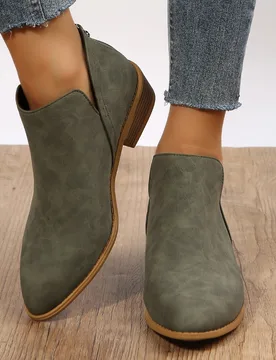 Botas Chelsea de moda para mujer Otoño/Invierno 2025, de cuero marrón, cómodas y de ajuste ceñido en estilo western con cremallera trasera, diseñ - Shein - FashionsVida