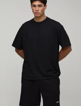 Men's Sport Seam Detail Oversized T-Shirt & Baggy Short Set Black Size Large Black L - boohooMAN - FashionsVida