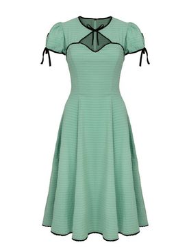 Rockabilly Kleid knielang - Casey Dress - XS bis 4XL - für Damen - Größe 4XL - grün/schwarz - Frauen - female