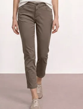 Slim Leg Hose im Satin-Look female Braun - Street One - FashionsVida