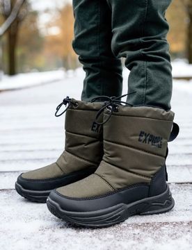 Stivali da neve imbottiti con coulisse elastica - verde oliva chiaro