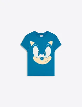 T-Shirt Manches Courtes Sonic Xs Bleu - Bershka - FashionsVida