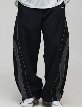 Men's Tall Elasticated Waist Piping Detail Parachute Pants Black Size Medium Black M - boohooMAN - FashionsVida
