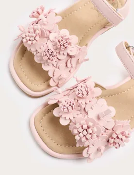 Kids Flower Strap Sandals (4 Small-2 Large) Pink Female - M&S - FashionsVida