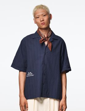 Chemise Manches Courtes Imprimée Boxy Fit S Bleu