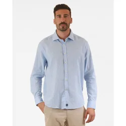 Camisa casual de hombre soft slim pied poule en blanco