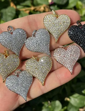 Pcs/lot Classical Heart Pendant Zirconia Paved Charms 25x26mm for Hand Making Custom Bracelets Jewelry Accessories - Aliexpress - FashionsVida