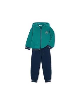 Set 2 pezzi per bambino: felpa con cappuccio e pantaloni da jogging verde scuro 110 - Mayoral - FashionsVida