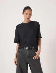 Supersoft Textured Crew Neck T-Shirt Black female
