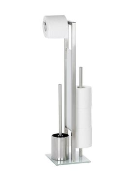 Stand WC-Garnitur Mod. Rivalta Edelstahl Matt, integrierter Toilettenpapierhalter