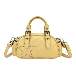 Women's Small Trendy Studded Star Quilted Crossbody Shoulder Bag in Yellow - Yellow - Size: One Size