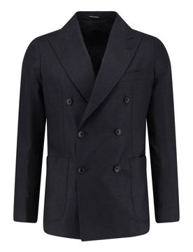 Blazer In Lana Vergine Seta E Lino