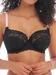Womens Offbeat Side Support Bra - Black Polyamide - Size 38j