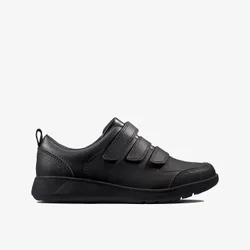 Boys Scape Sky K Black Leather Shoes - Size 1_5_extra_wide