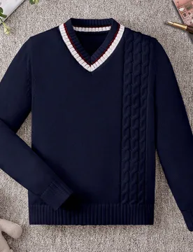 Jersey de manga larga clásico universitario para niños y niñas, versátil para uso diario, escuela, vacaciones y como capa - Shein - FashionsVida