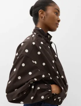 Cotton Rich Funnel Neck Bomber Jacket Brown Mix female - M&S - FashionsVida