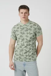 Leaf Print Cotton Mens Polo Shirt