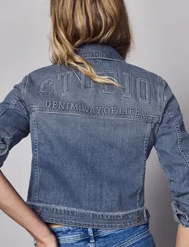 Street One Jeansjacke mit Knöpfen und Backprint female Blau