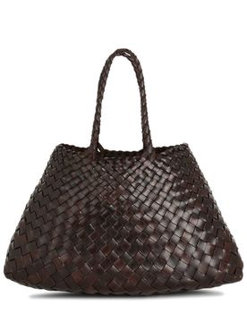 Leather Tote Bag with Double Top Handles, 20 cm Height x 33 cm Width x 13 cm Depth