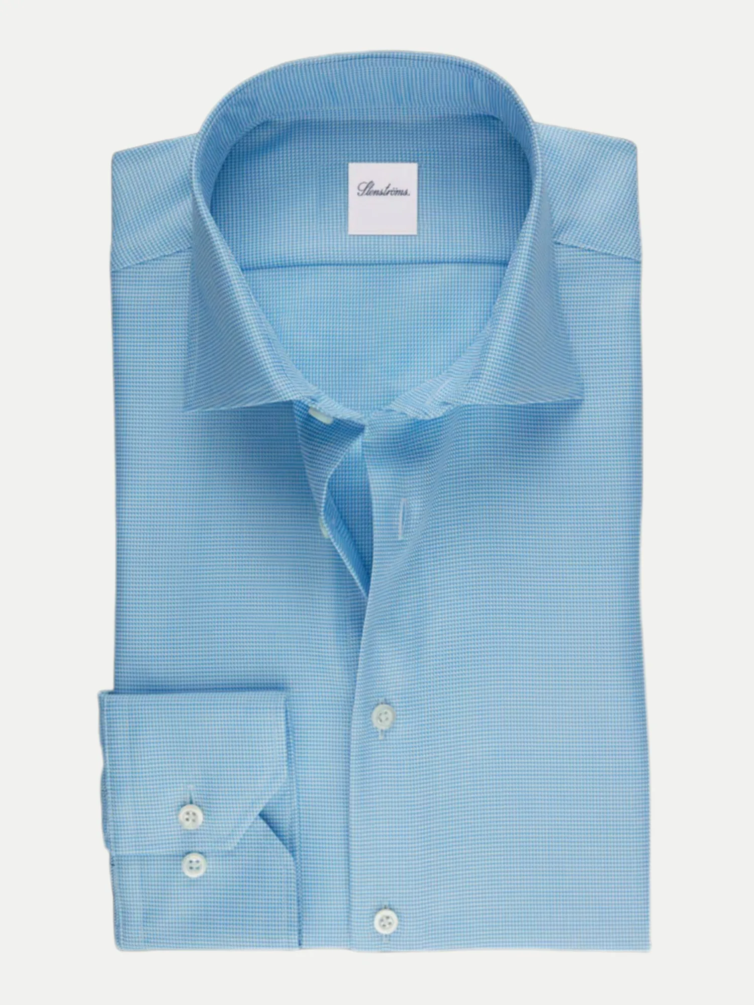 Twillhemd mit Hahnentrittmsuter Blau 41 - Stenströms - FashionsVida