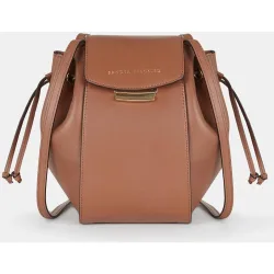 Bolso crossbody con solapa y asas largas Sandra Fleckled en piel lisa