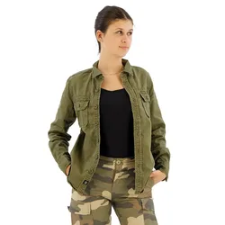 Camicia A Maniche Lunghe Vintage Olive 5XL