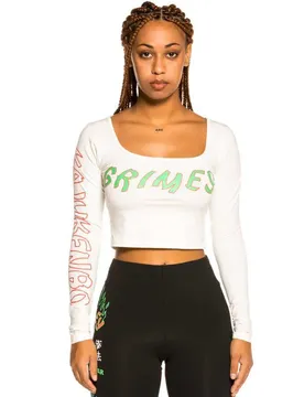 Top A Maniche Lunghe Destroy All Fear White L