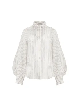Bluse e camicie donna d.exterior - mussola righe camicia man arr. - bianco - Dexterior - FashionsVida