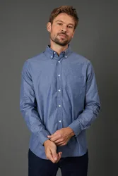 Men's Blue Textured Long Sleeve Shirt Size: 2XL - Blue - Size: 2XL