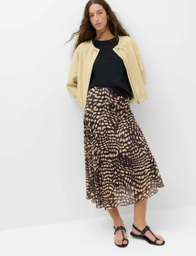 Mesh Animal Print Midi Asymmetric Skirt Black Mix female - M&S - FashionsVida