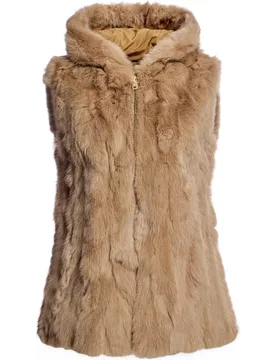 Chaleco de pelo de mujer de conejo con cremallera - Maximilian - FashionsVida