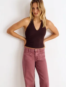 Top de mujer de crochet con cuello halter - Brownie - FashionsVida