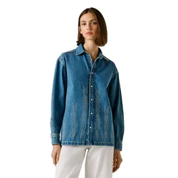 Camicia A Maniche Lunghe Ellen Ikat Denim L