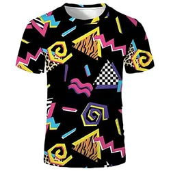 Men's Short Sleeve T-Shirts, Hip Hop, 3D Printed, Neon Disco Party Costume, Oversized, Harajuku Top, 80s and 90s