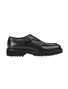 Scarpe stringate basse uomo - doppia fibbia bordata deco' t.moro +f.do moro - nero