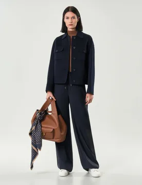 Caban blu a camicia Studio in lana cashmere e seta - Max Mara - FashionsVida